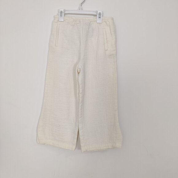 Zara Girls' Pants Size 7 Cream Color Cotton Blend Summer Resortwear Casual Daily - Picture 1 of 6